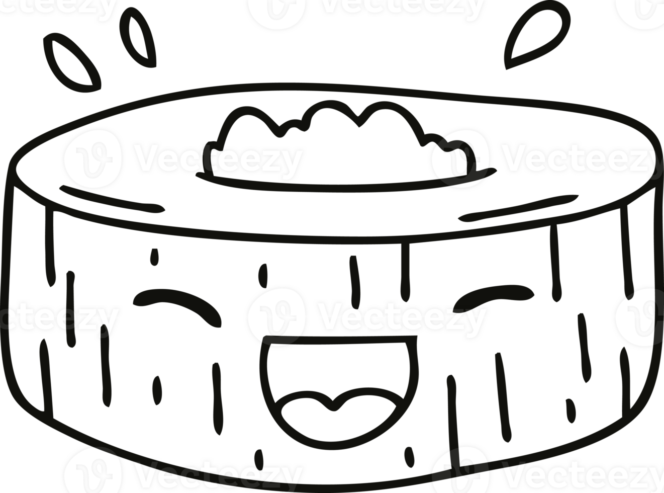 line drawing quirky cartoon happy sushi png