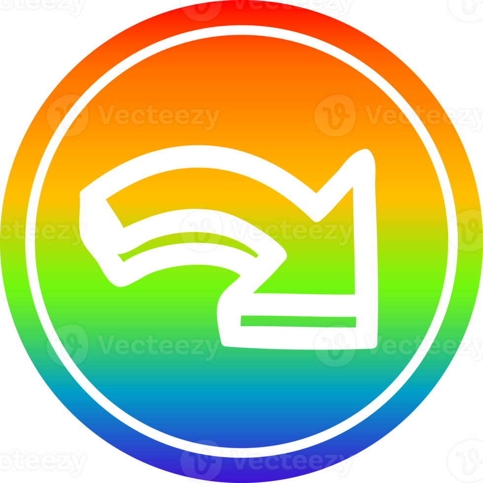 direção seta circular ícone com arco Iris gradiente terminar png