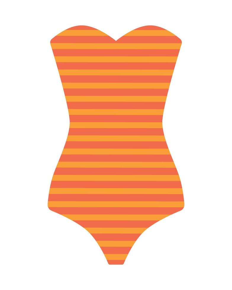 One-piece swimsuit with stripes and no straps. Isolated illustration for summer design. vector