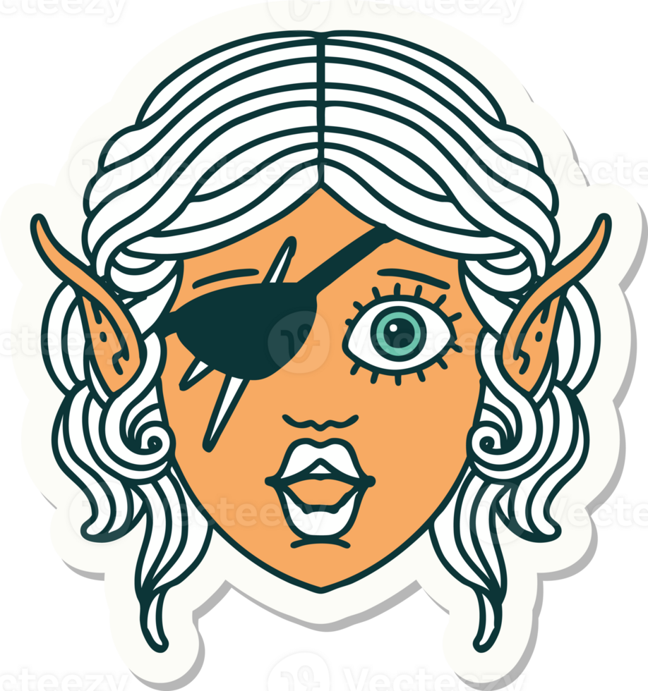 sticker of a elf rogue character face png