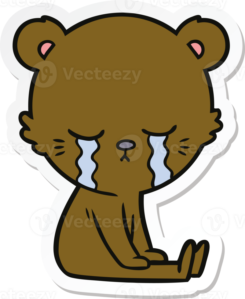 sticker of a crying cartoon bear png