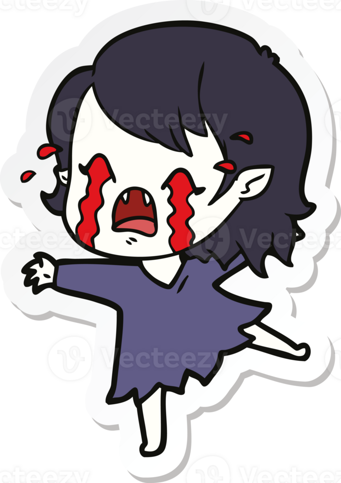sticker of a cartoon crying vampire girl png