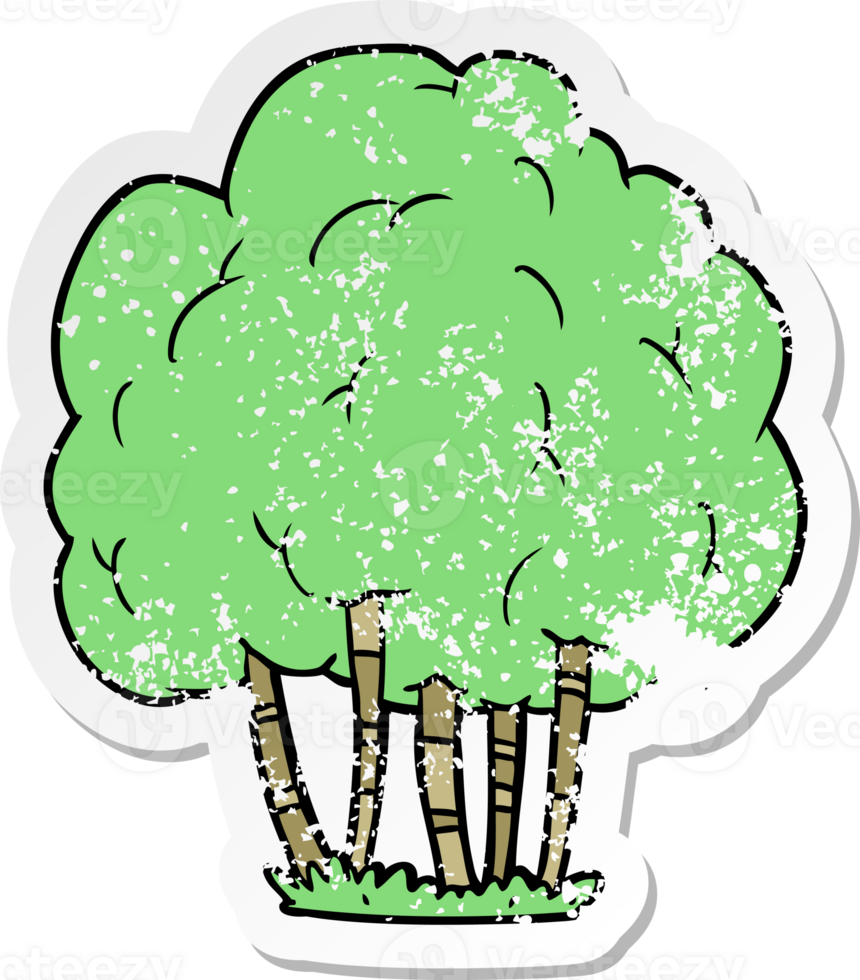 distressed sticker of a cartoon tree png