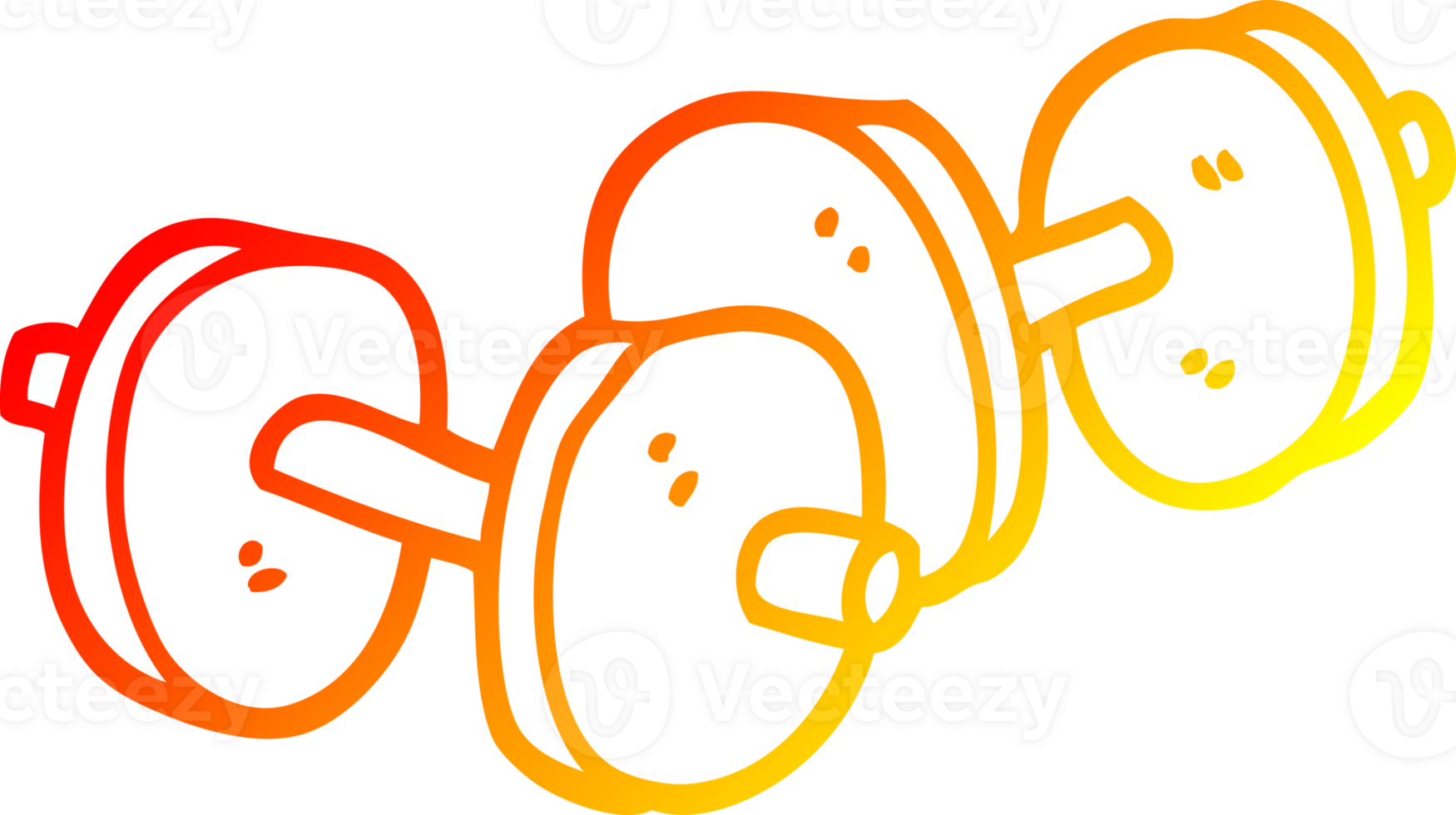 warm gradient line drawing of a cartoon pair of dumbbells png