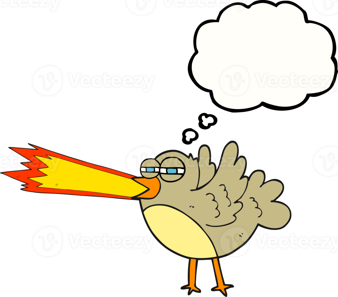 hand drawn thought bubble cartoon bird png