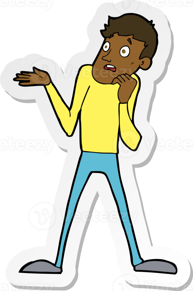 sticker of a cartoon nervous man png