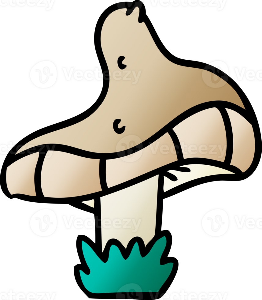hand drawn gradient cartoon doodle of a single mushroom png