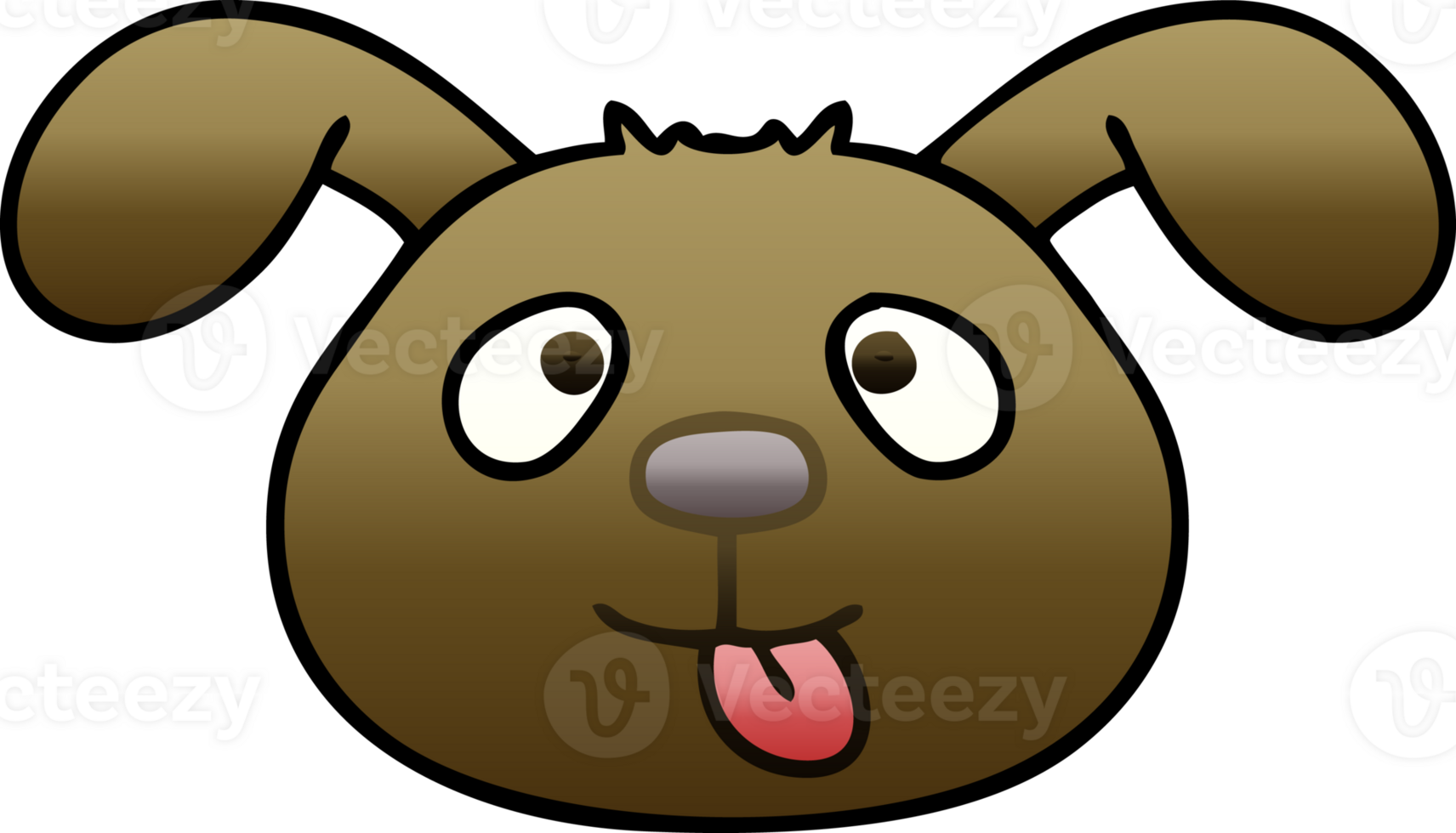 gradient shaded quirky cartoon dog face png
