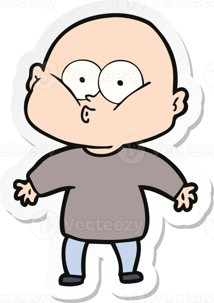 sticker of a cartoon bald man staring png