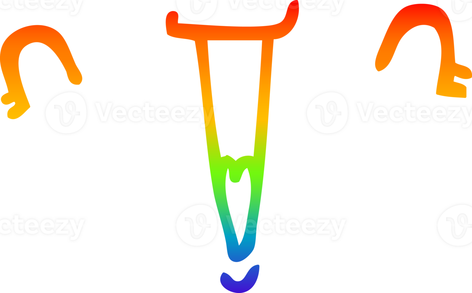 rainbow gradient line drawing of a cute cartoon face png