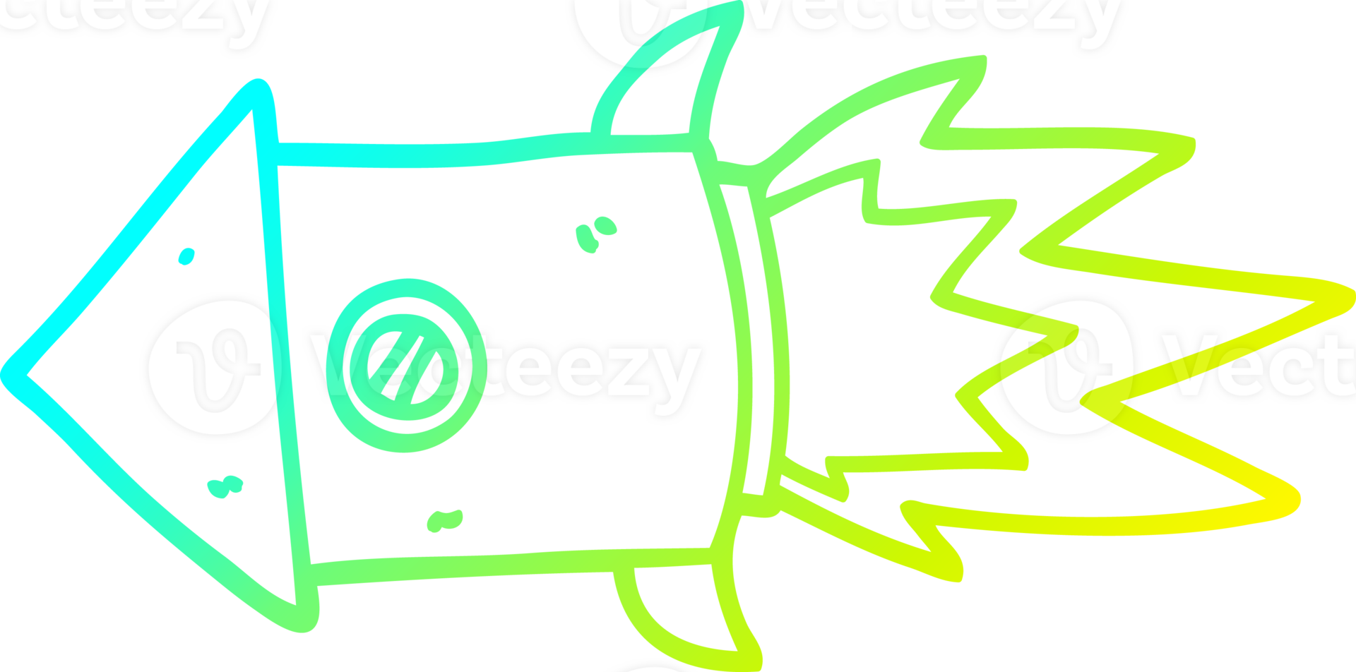 cold gradient line drawing of a cartoon space rocket png