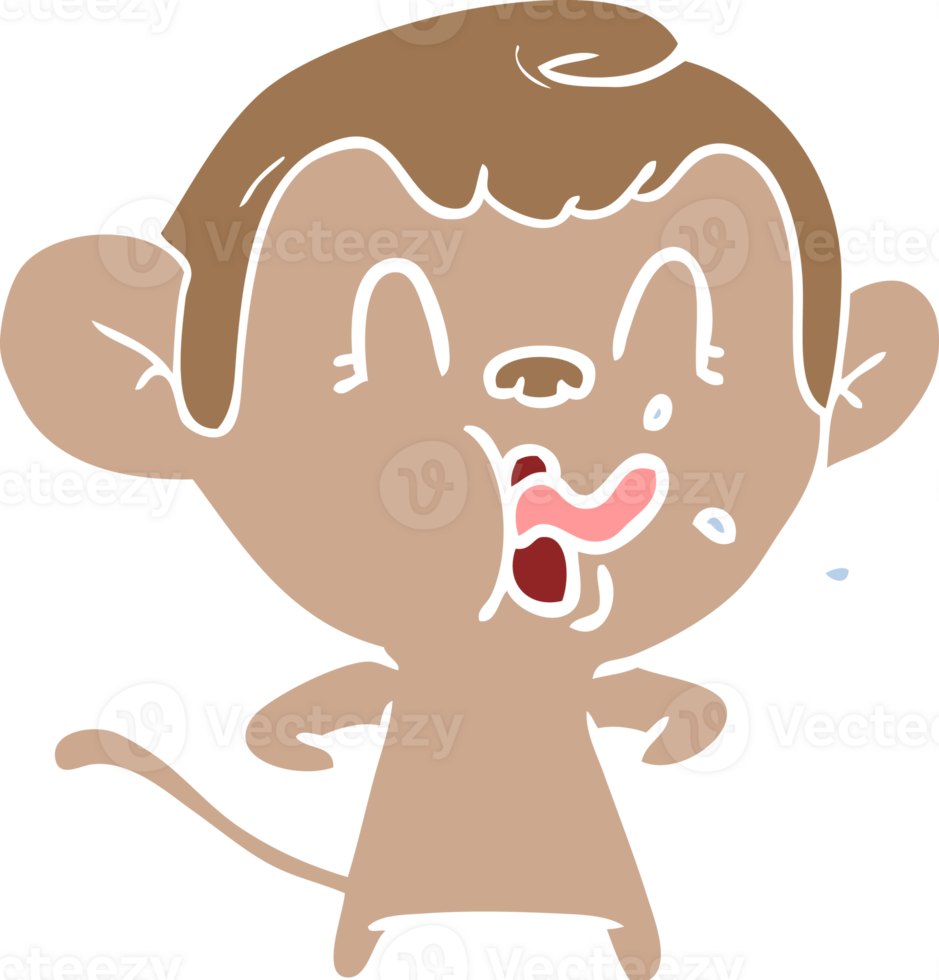 crazy flat color style cartoon monkey png