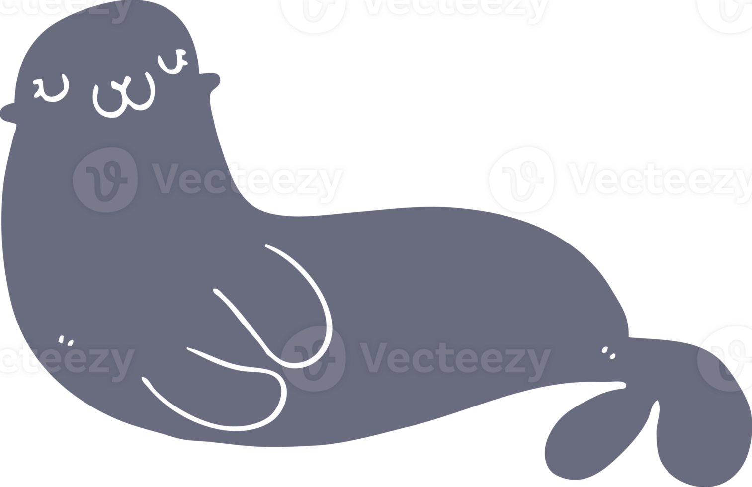 cute flat color style cartoon seal png