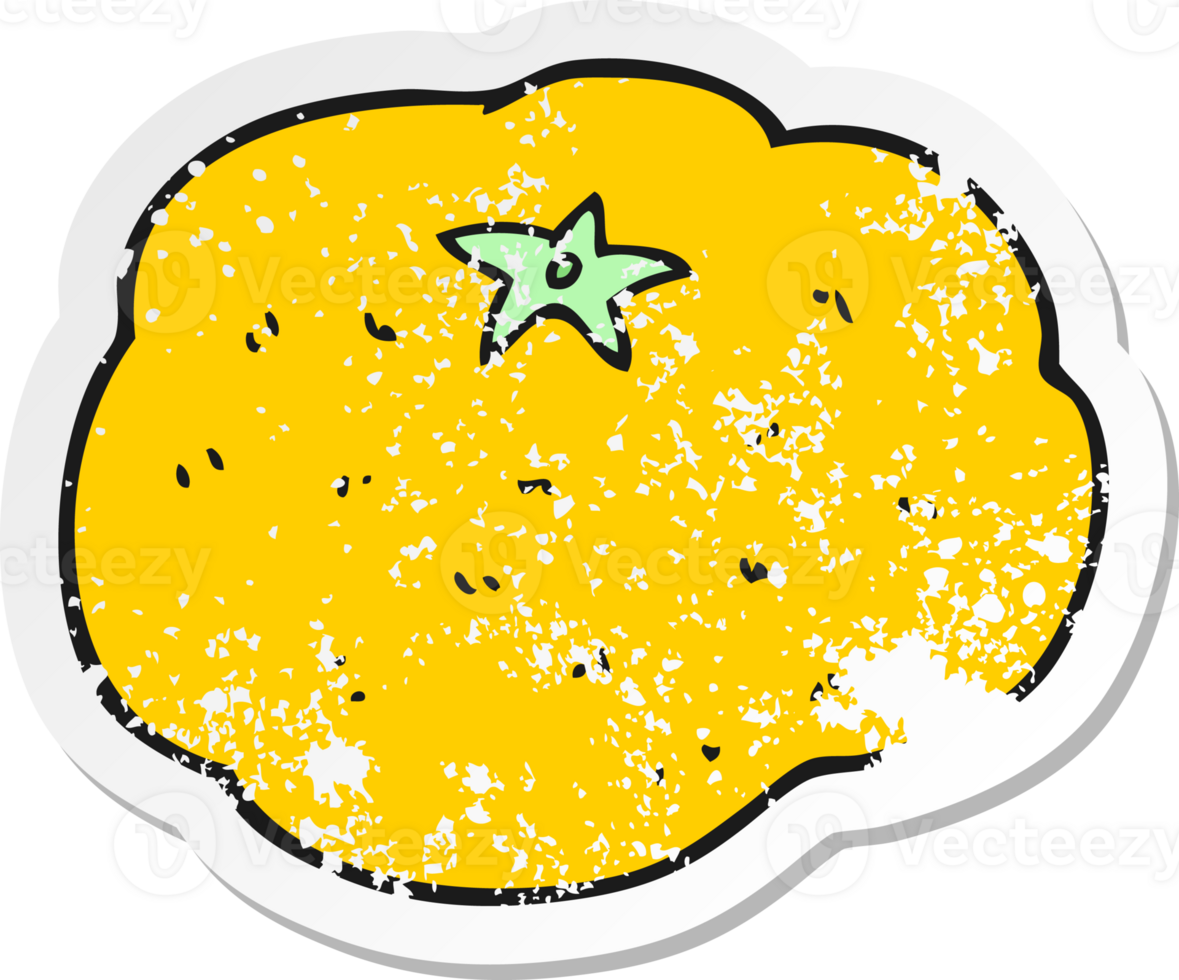 retro distressed sticker of a cartoon satsuma png