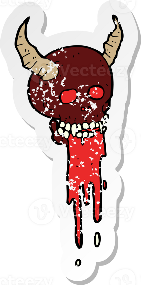 retro distressed sticker of a cartoon spooky halloween skull png