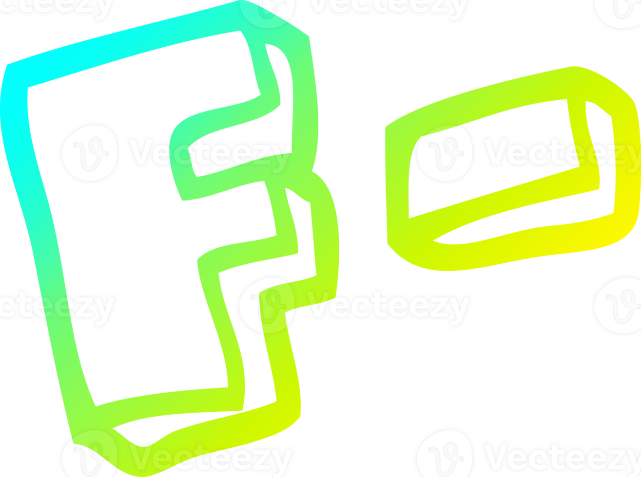 cold gradient line drawing of a cartoon letter grades png