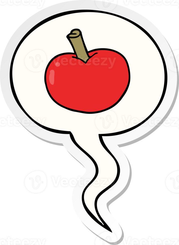 cartoon apple with speech bubble sticker png