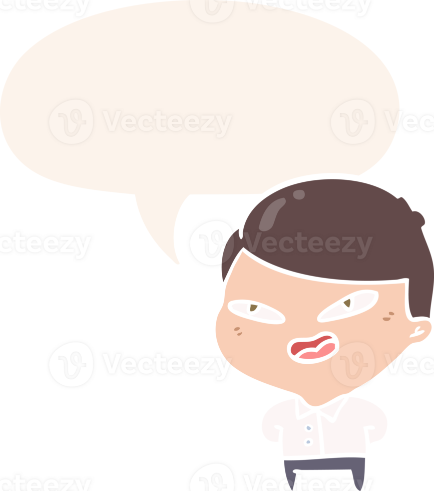 cartoon happy businessman with speech bubble in retro style png