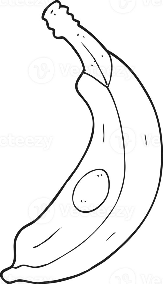 hand drawn black and white cartoon banana png