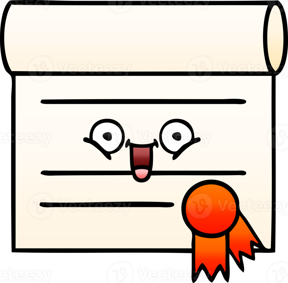 gradient shaded cartoon of a certificate png