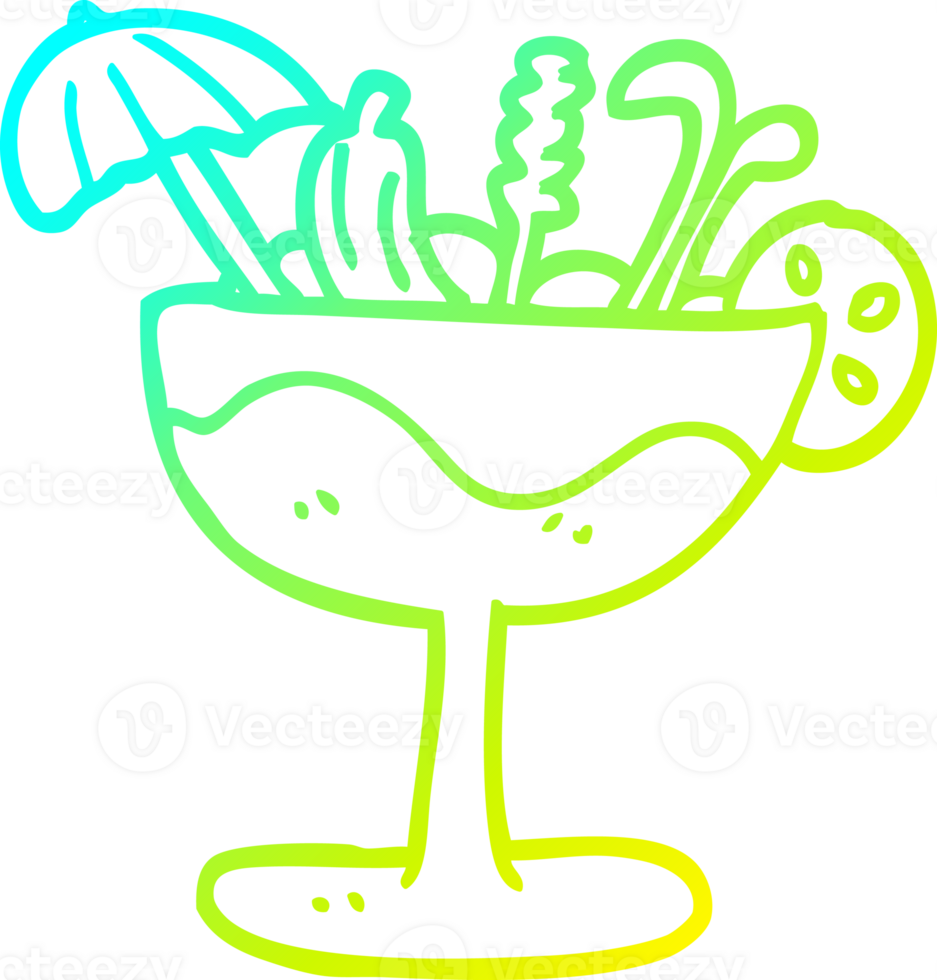 cold gradient line drawing of a cartoon tropical cocktail png