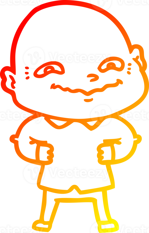 warm gradient line drawing of a cartoon creepy guy png
