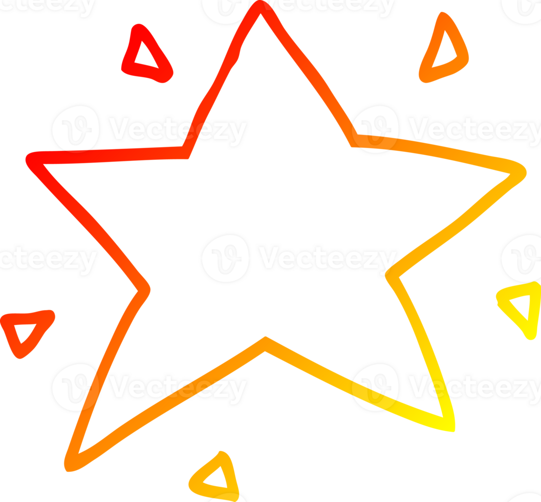 warm gradient line drawing of a cartoon star png
