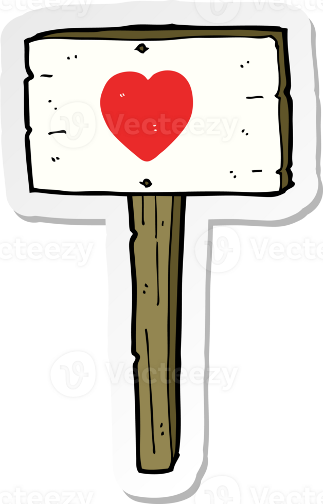 sticker of a cartoon love heart sign post png