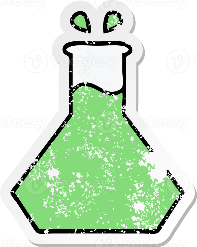 distressed sticker of a cute cartoon science experiment png