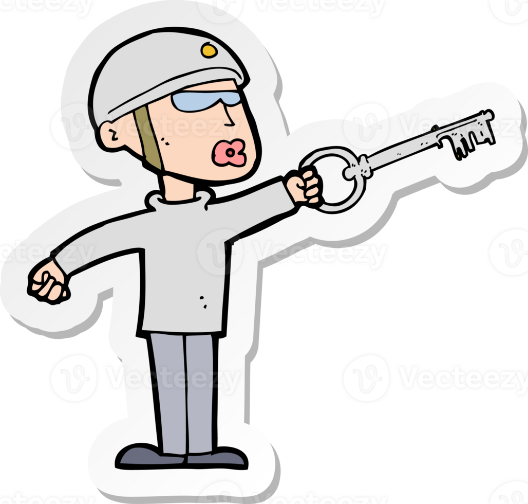 sticker of a cartoon security guy with key png