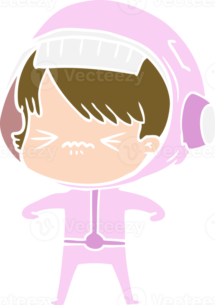 angry flat color style cartoon space girl png