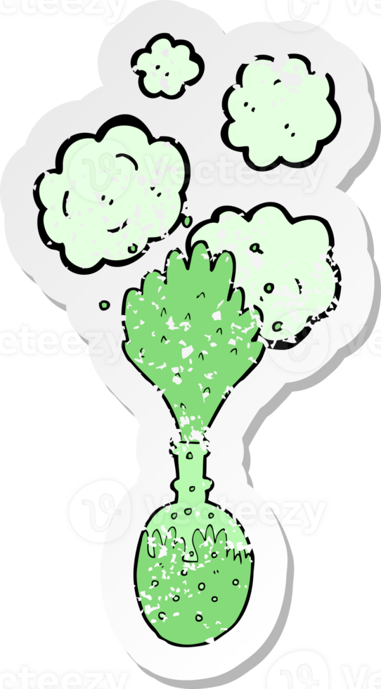 retro distressed sticker of a cartoon chemical reaction png