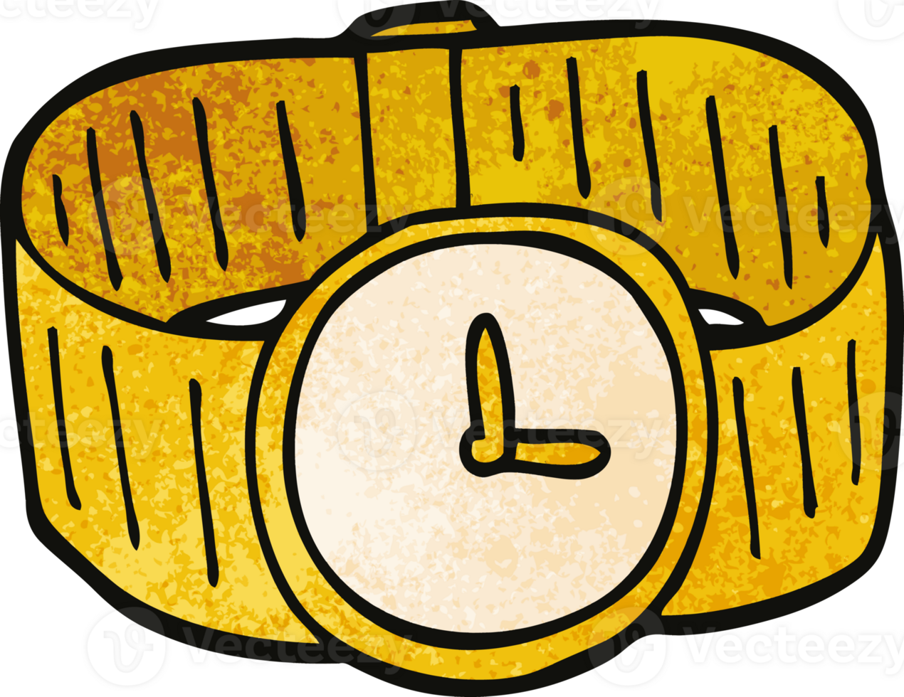 cartoon doodle gold wrist watch png