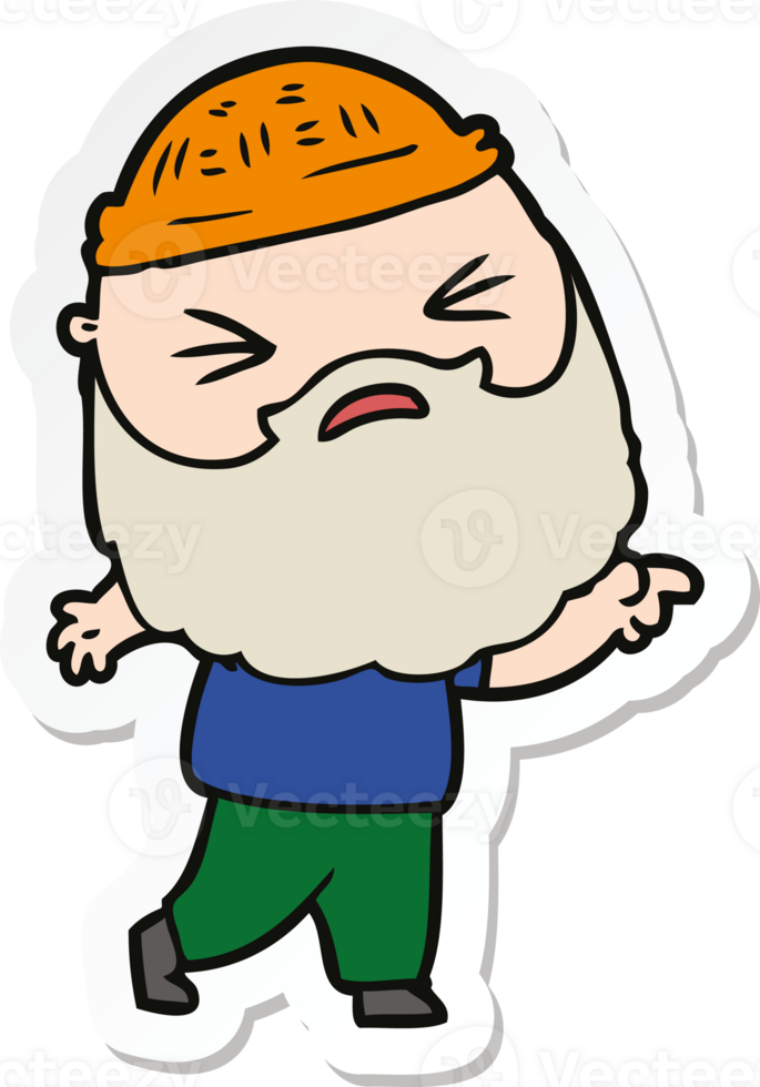 sticker of a cartoon man with beard png