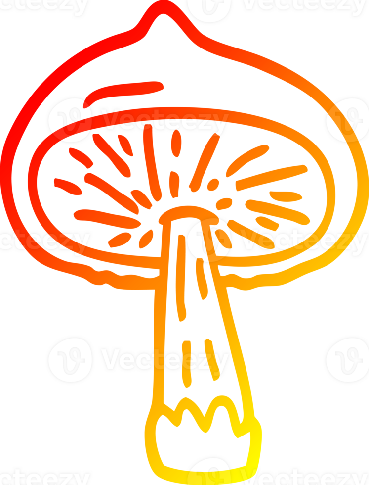 warm gradient line drawing of a cartoon mushroom png