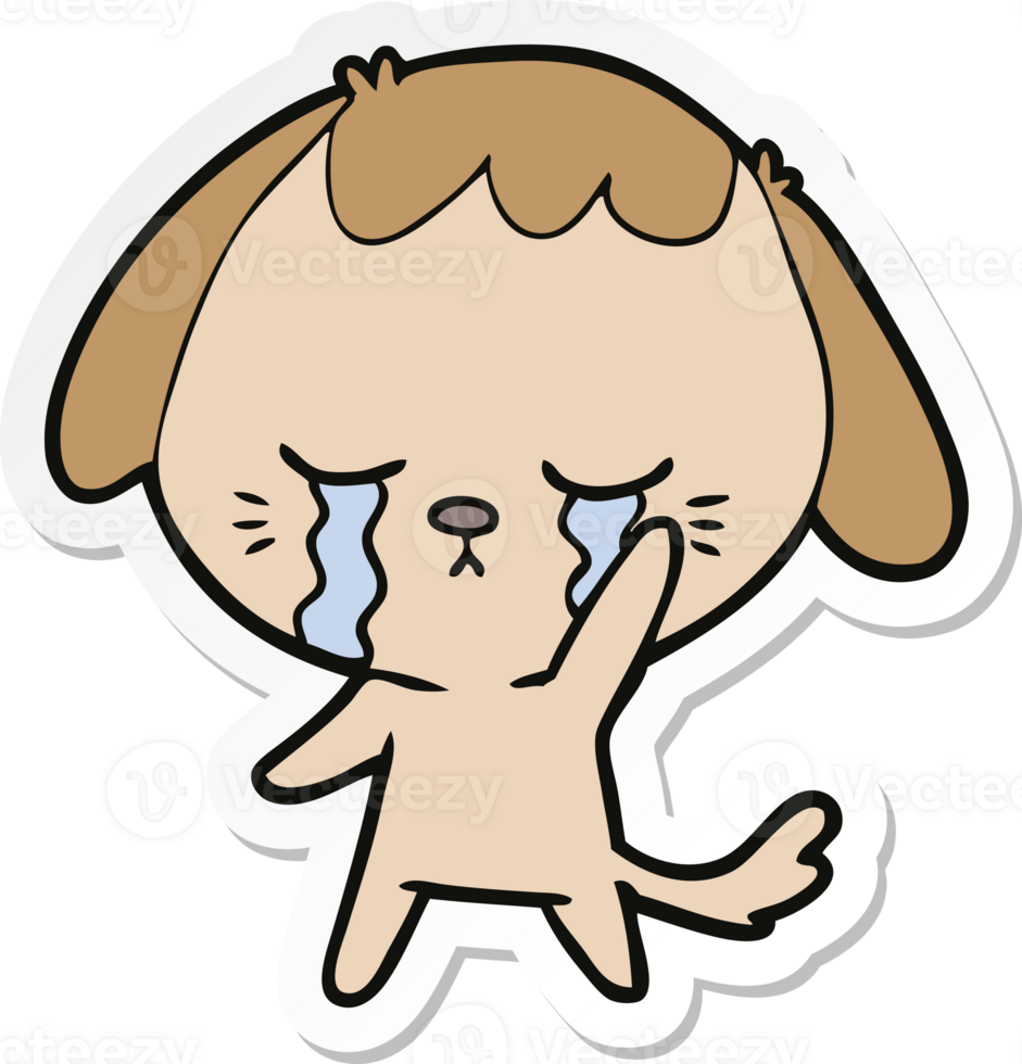 sticker of a cartoon dog crying png