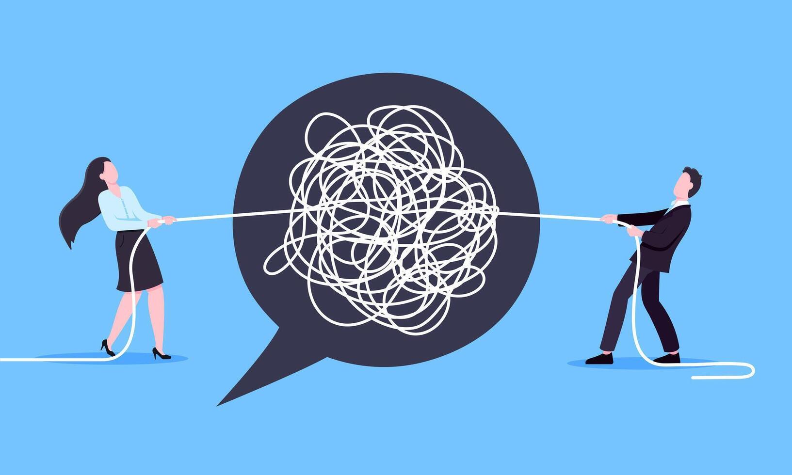 Unravel business chaos process with tangle difficult problem mess business concept vector