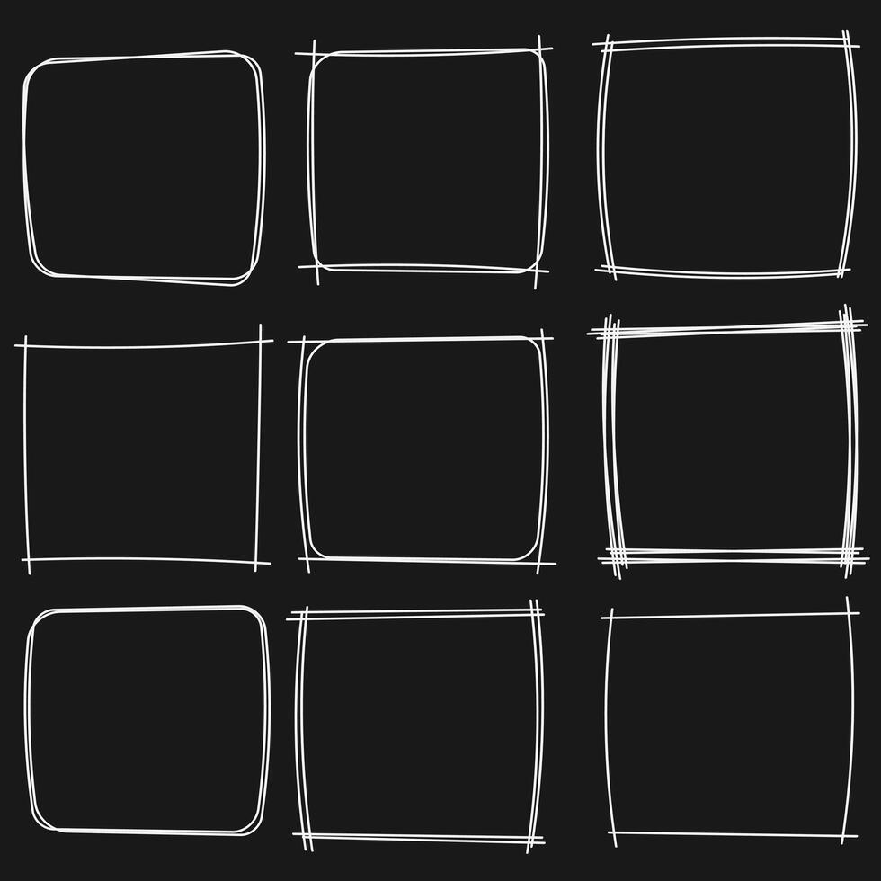 sketch frame border. Simple doodle rectangle pencil frame border shape for text quote template vector