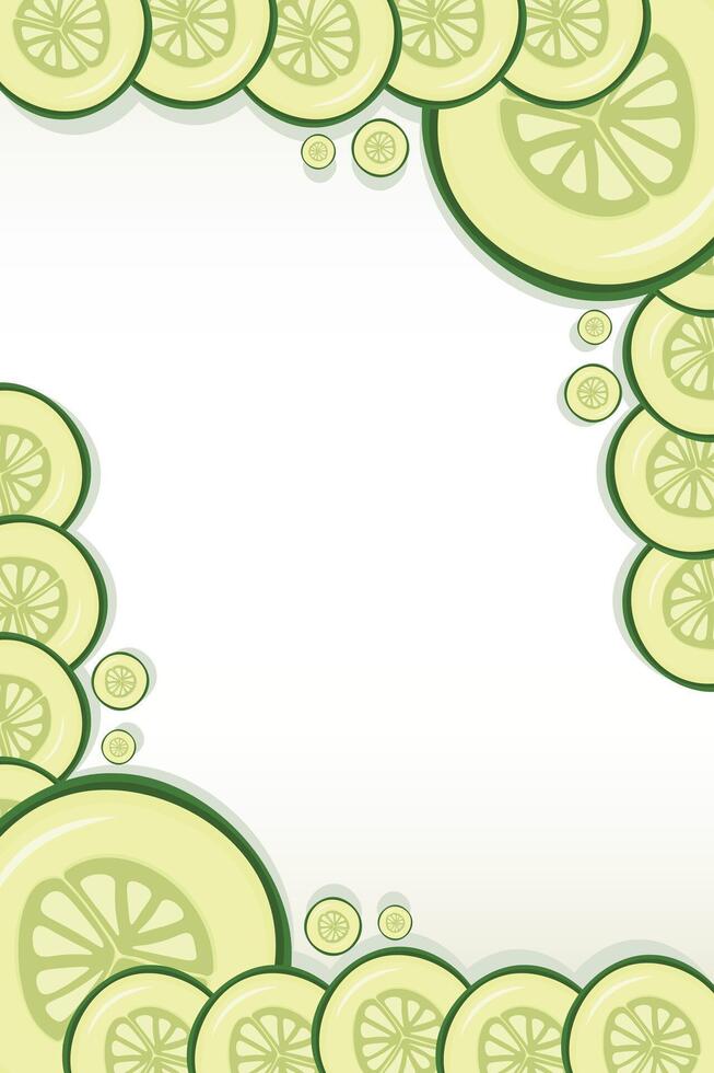 Vegetable cucumber border or slice of cucumber frame banner with copy space vector