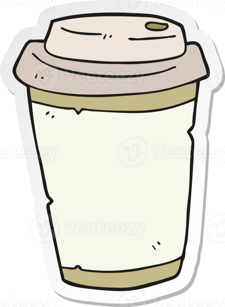 sticker of a cartoon take out coffee png