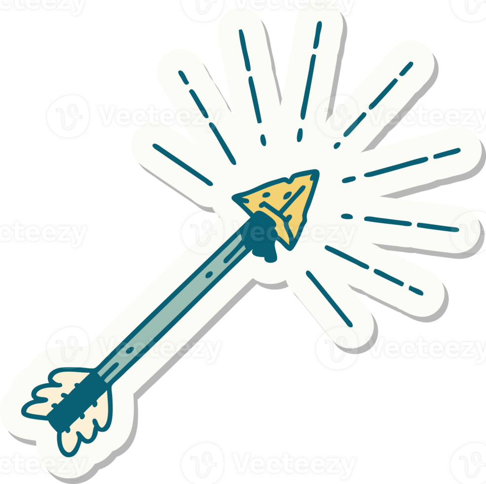sticker of a tattoo style old flint tip arrow png