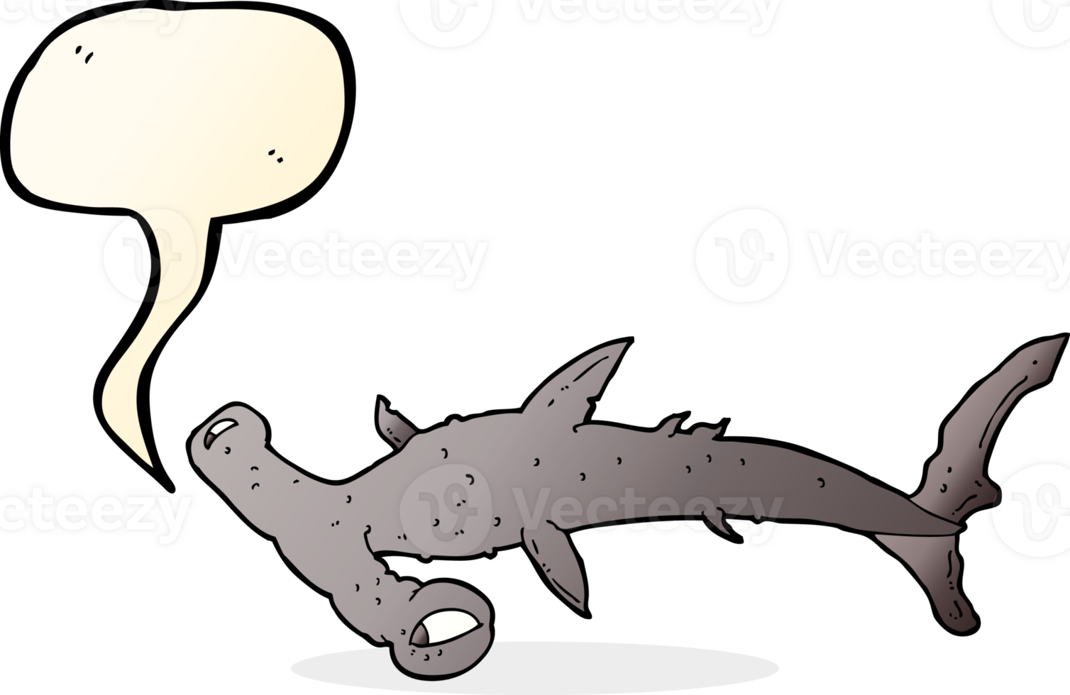 cartoon hammerhead shark with speech bubble png
