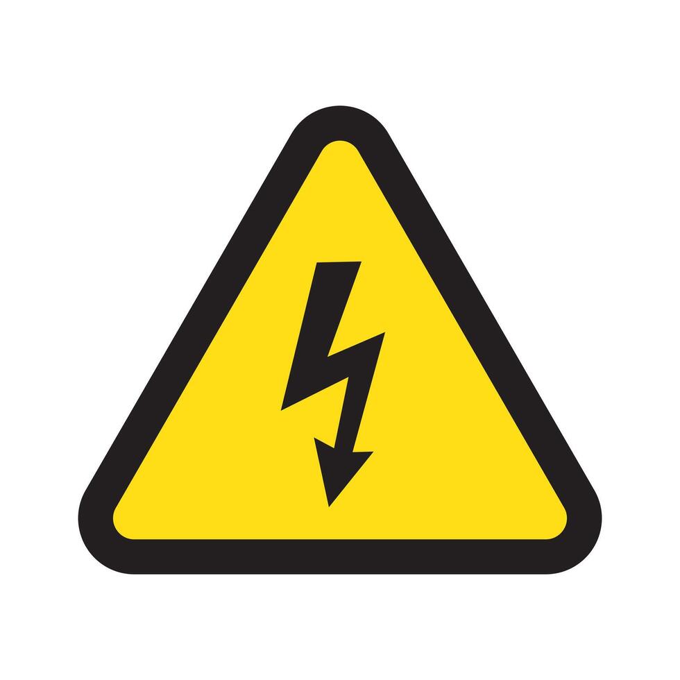 High voltage sign with lightning vector
