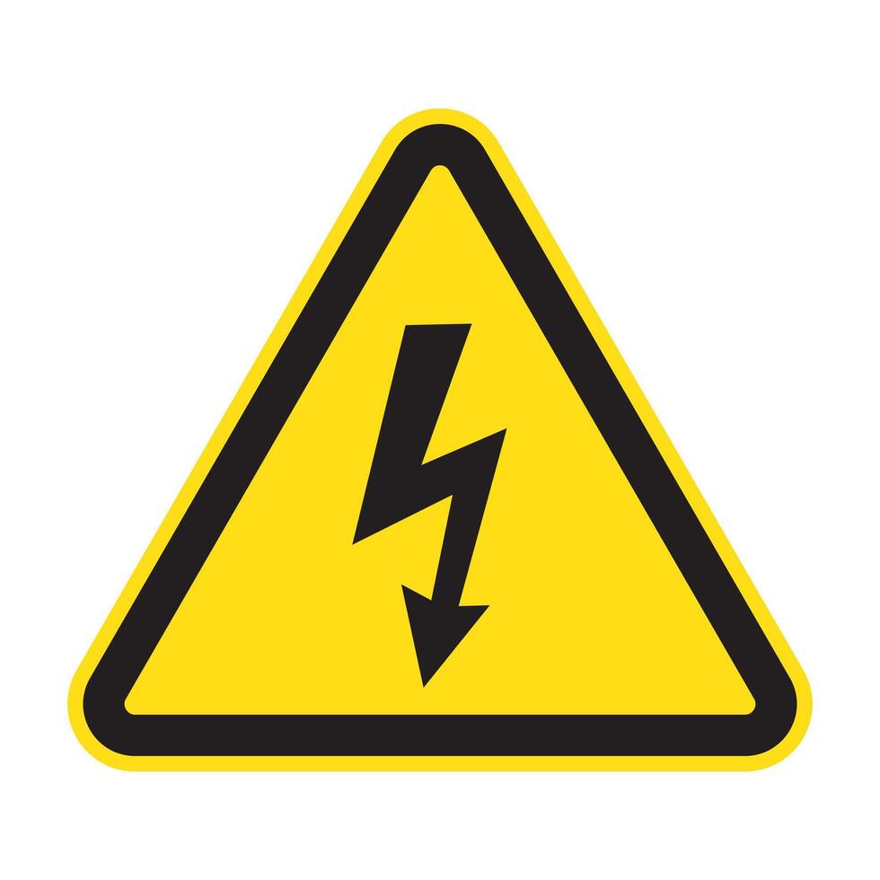 High voltage sign with lightning vector