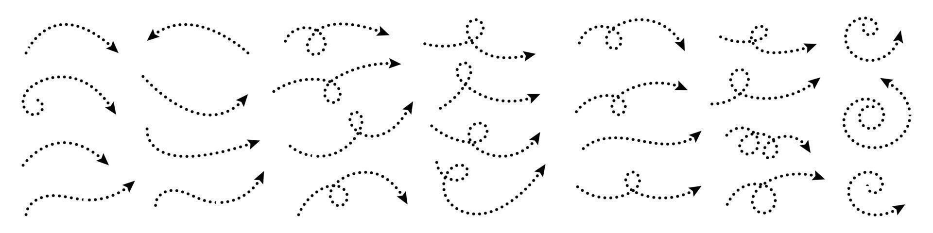 Curved dotted arrow. Zigzag arrow stripes design with dotted lines. vector