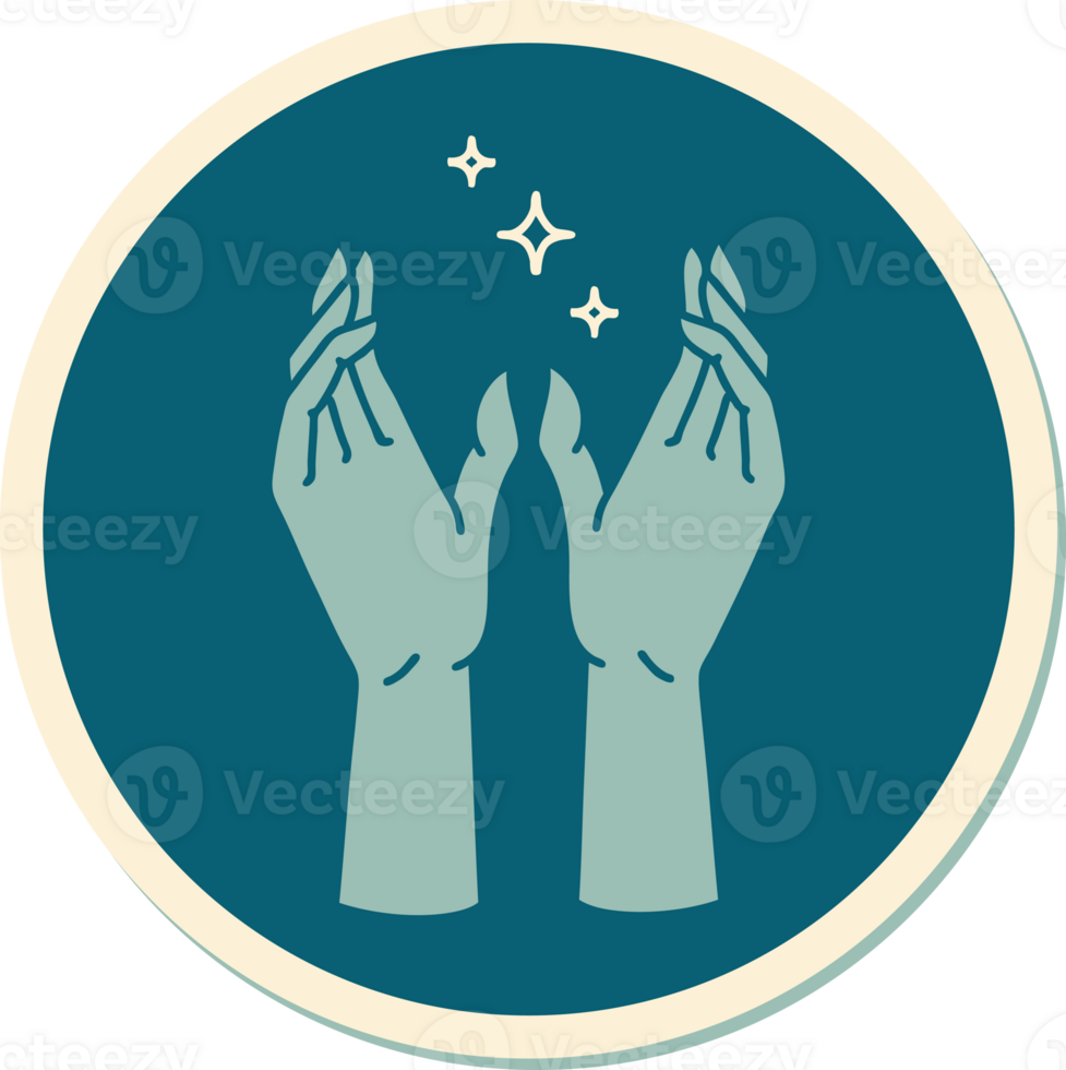 sticker of tattoo in traditional style of reaching hands png