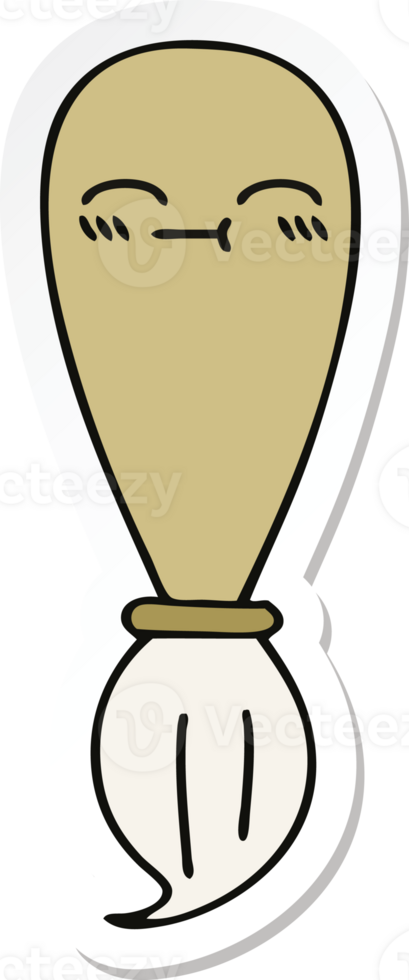 sticker of a cute cartoon paint brush png