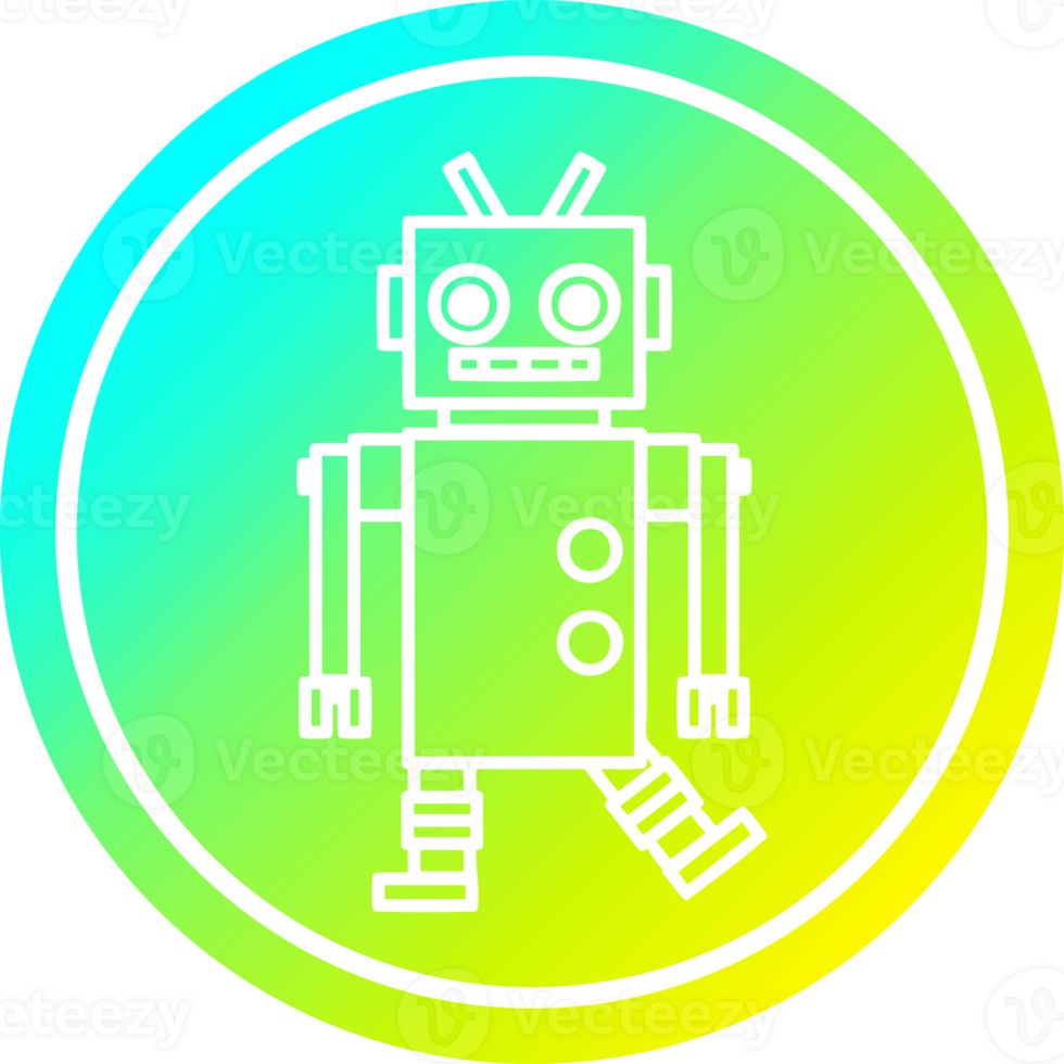 dancing robot circular icon with cool gradient finish png