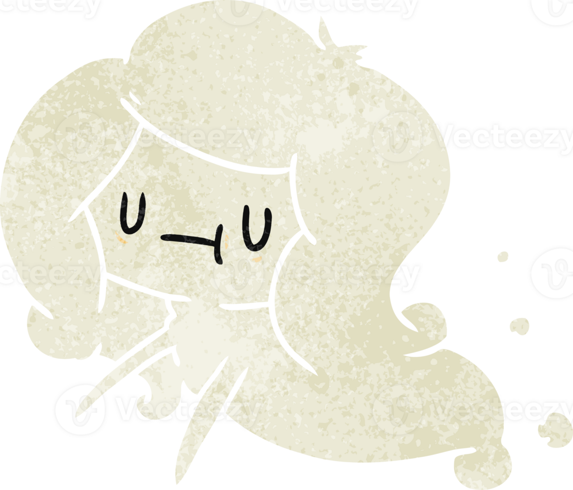 retro cartoon illustration of a kawaii cute ghost png