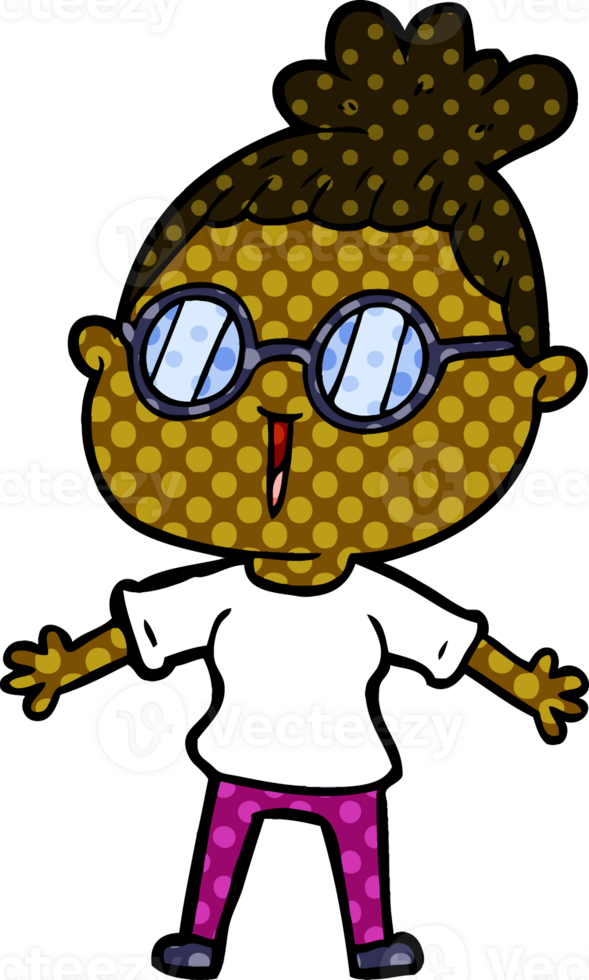 cartoon woman wearing spectacles png